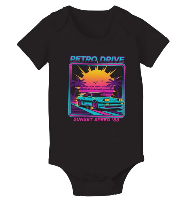 Dětské body Nekonečný Retro Drive Západ Slunce Palmy A Rychlost 88