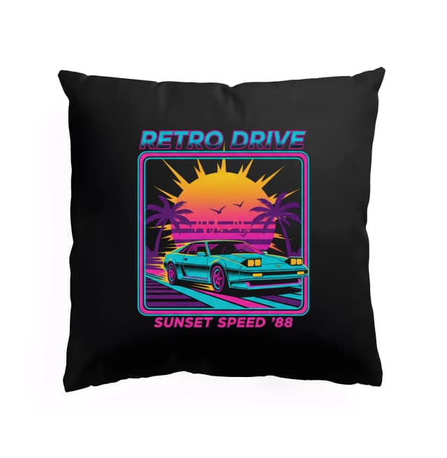Polštář Nekonečný Retro Drive Západ Slunce Palmy A Rychlost 88