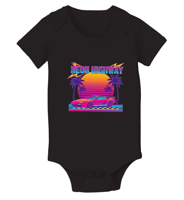 Dětské body Noční Jízda Neon Highway Pod Růžovým Západem Slunce