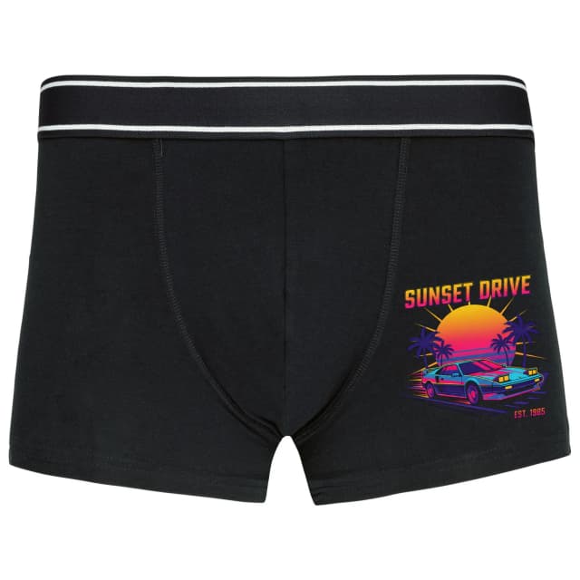 Boxerky Sunset Drive Neonová 80s Noční Retro Sportovní Jízda Pod Palmami