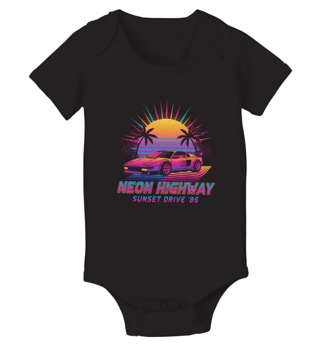 Dětské body Neon Highway Elektrický Západ Slunce Noční Retro Sportovní Jízda 86