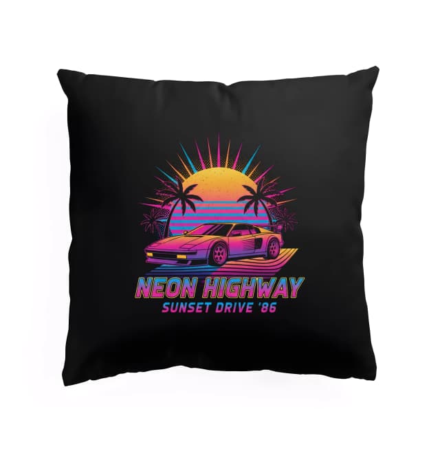 Polštář Neon Highway Elektrický Západ Slunce Noční Retro Sportovní Jízda 86