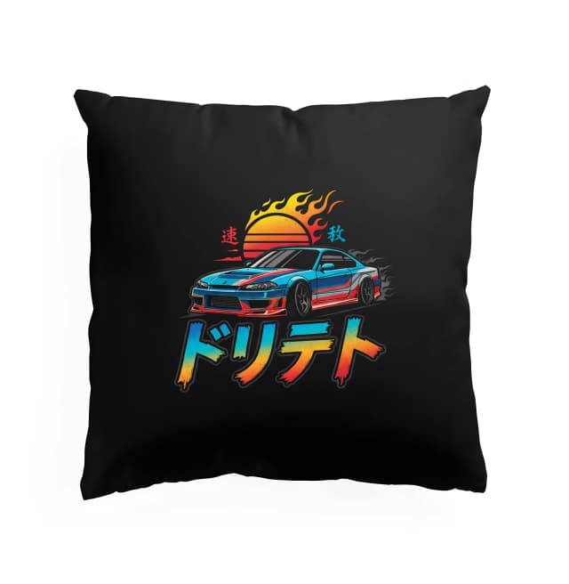 Polštář Noční Neonový Jdm Drift Retro Plameny Západ Slunce Adrenalin
