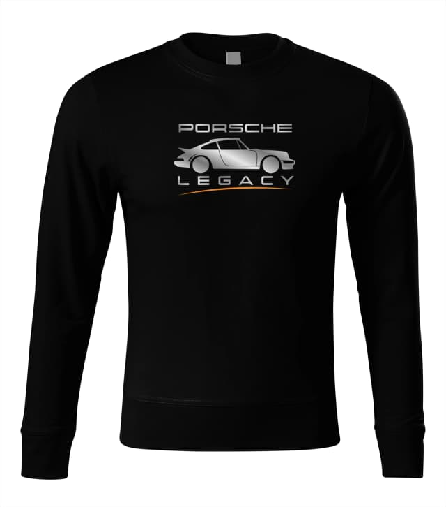 Mikina bez kapuce Porsche Legacy Minimalistická Stříbrná Silueta Ikonické Sportovní Legendy