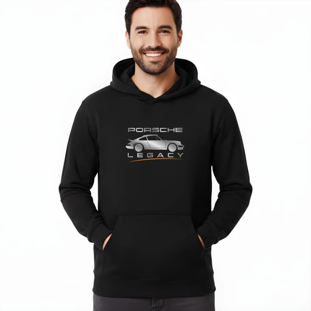 Mikina Porsche Legacy Minimalistická Stříbrná Silueta Ikonické Sportovní Legendy