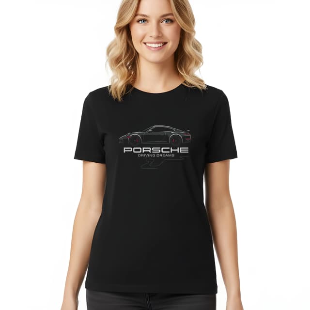 Dámské tričko Porsche Noční Silueta Minimalistická Elegance Řidičských Snů