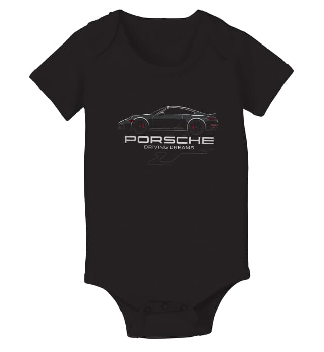 Dětské body Porsche Noční Silueta Minimalistická Elegance Řidičských Snů