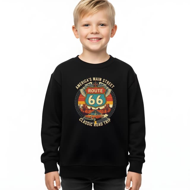 Dětská mikina Legendární Route 66 Klasický Americký Retro Road Trip Na Cestě Snů