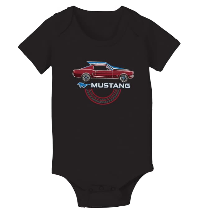 Dětské body Retro Silueta Klasického Mustang Nádech Americké Síly A Pneumatikové Stopy