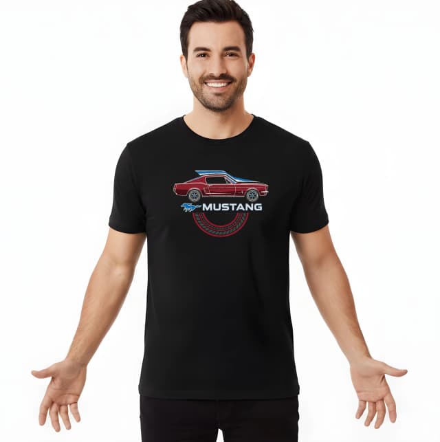Pánské tričko Retro Silueta Klasického Mustang Nádech Americké Síly A Pneumatikové Stopy