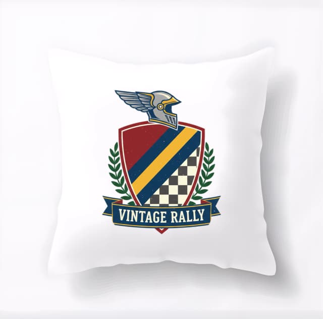 Polštář Vintage Rally Štít Se Závodní Přilbou Pruhy A Šachovnice