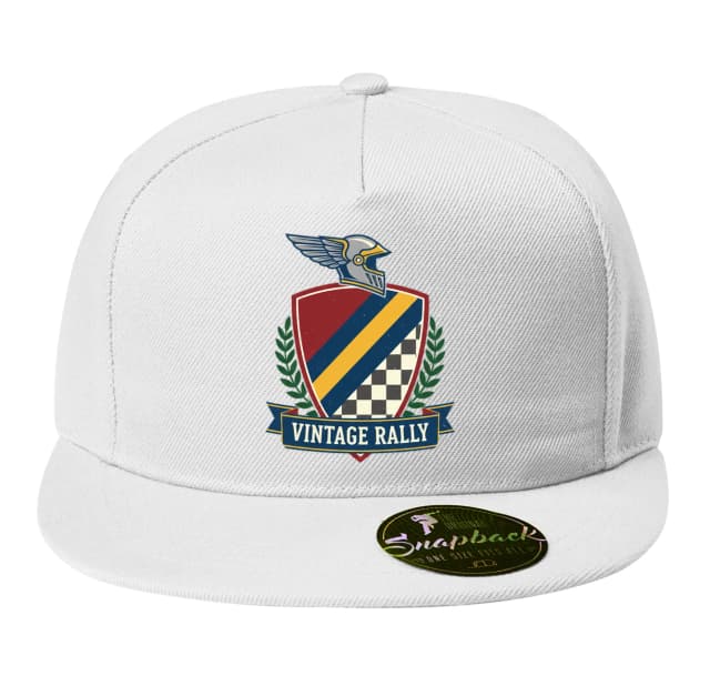 Snapback Vintage Rally Štít Se Závodní Přilbou Pruhy A Šachovnice