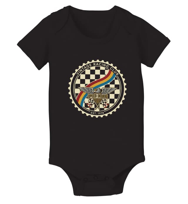Dětské body Vintage Racing Club Speed Demon Retro Závodní Pruhy A Šachovnice