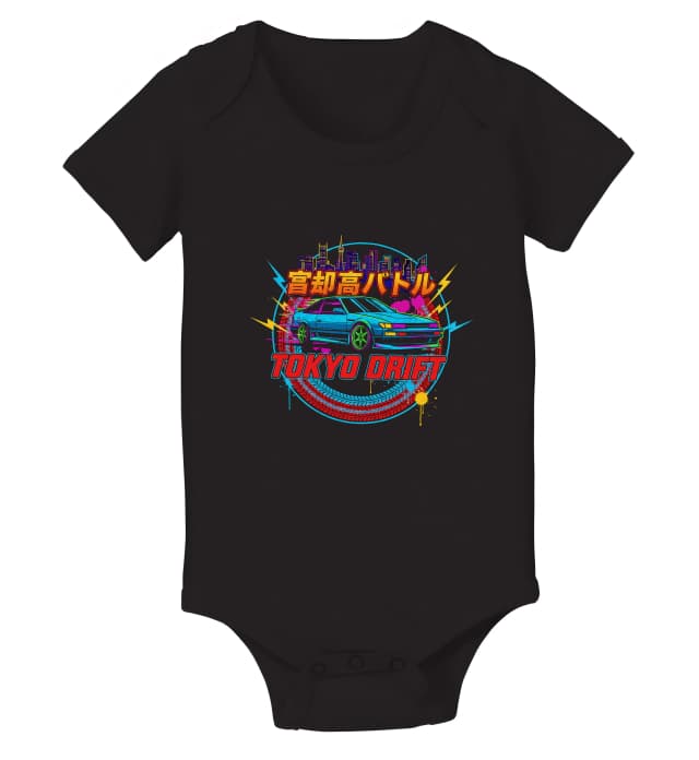 Dětské body Neonová Noční Driftová Bitva Městských Ulic Tokyo Drift V Retro Stylu