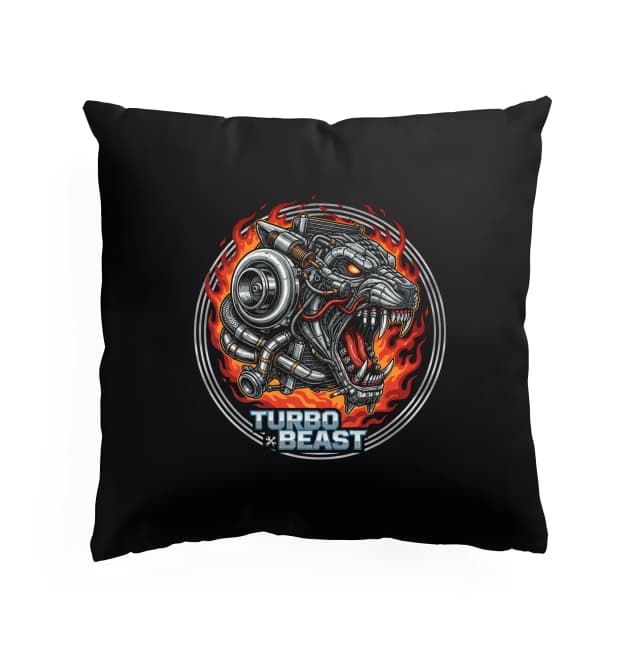 Polštář Plamenná Motorová Bestie Turbo Beast S Turbem A Dravou Tváří