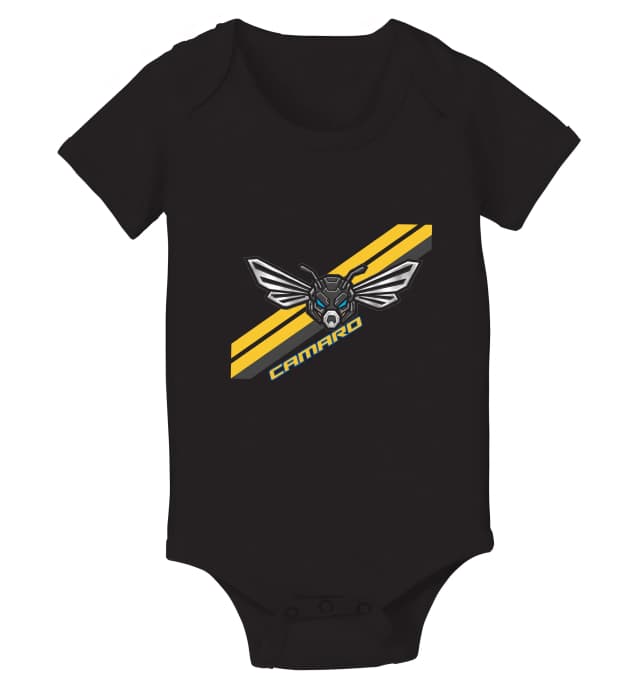 Dětské body Camaro Žihadlo Bumblebee Futuristický Metalický Emblém A Závodní Pruhy