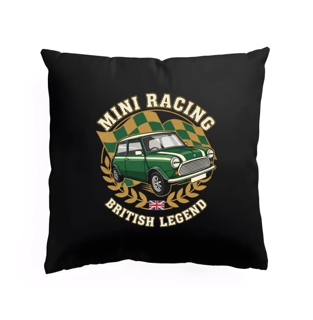 Polštář Legendární Mini Racing British Zelená Závodní Ikona S Vlajkou