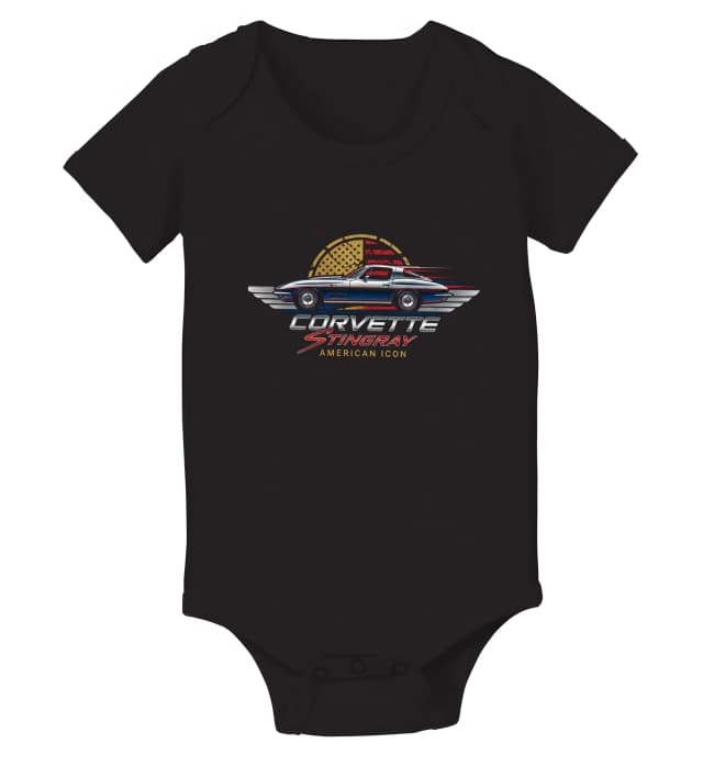 Dětské body Corvette Stingray American Icon Retro Americký Sportovní Klasika Zlatá Vlna