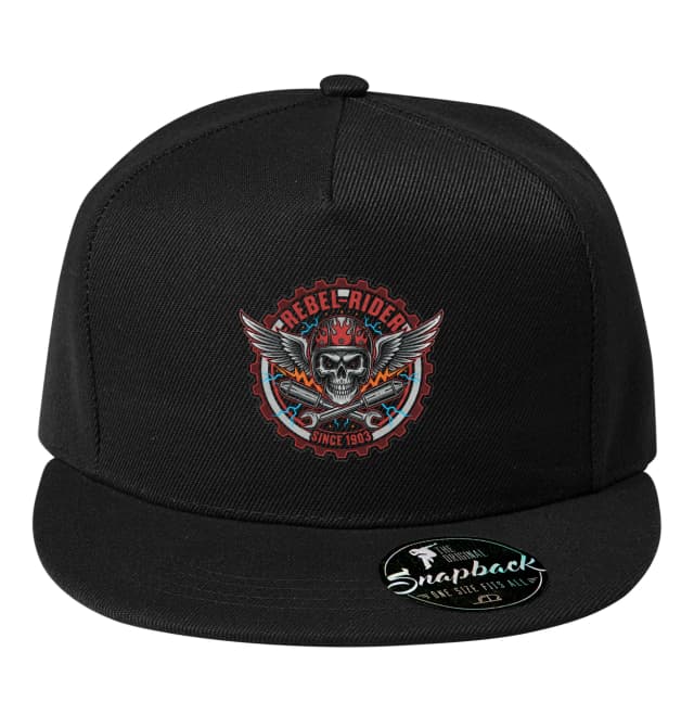 Snapback Rebel Rider Lebka S Křídly Motorkářská Helma Křížové Klíče A Výfuky