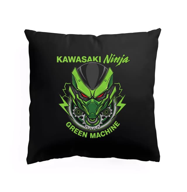 Polštář Kawasaki Ninja Zelený Mechanický Stroj S Bleskovou Maskou A Ozubenými Kolami