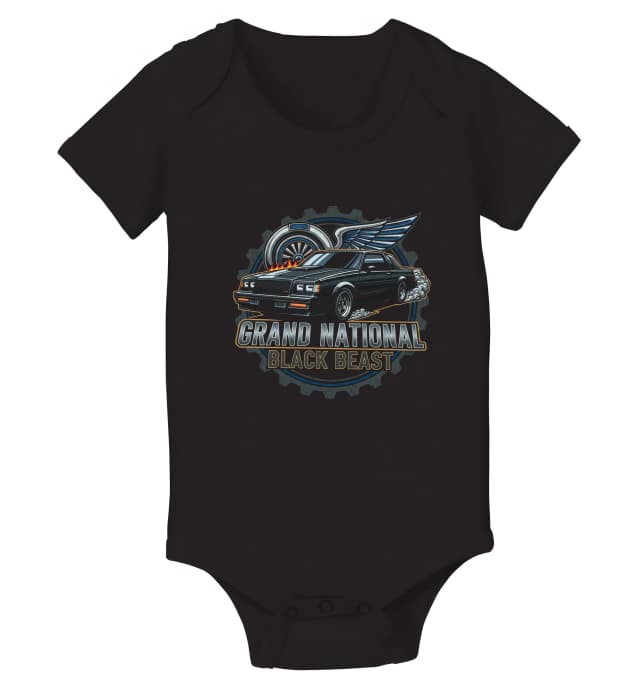 Dětské body Divoký Grand National  Black Beast Černý Šampion S Křídly A Plameny