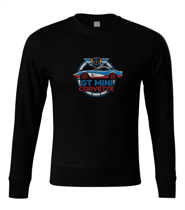 Mikina bez kapuce Retro Emblém Gt Mini Corvette  Klasika Styl A Závodní Duch