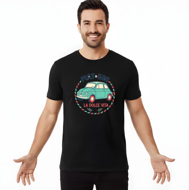Pánské tričko Fiat 500 La Dolce Vita Roztomilý Italský Retro Styl
