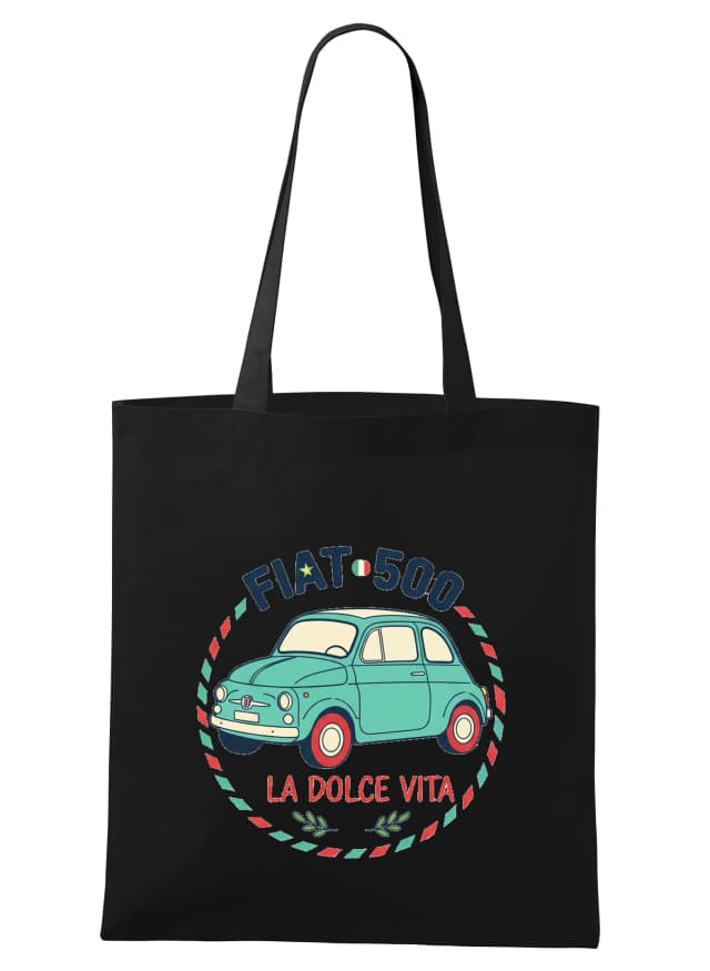 Nákupní taška Fiat 500 La Dolce Vita Roztomilý Italský Retro Styl
