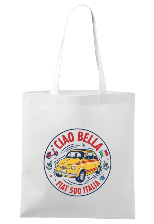 Nákupní taška Ciao Bella Retro Fiat 500 Z Itálie Káva Vespa A Slunce