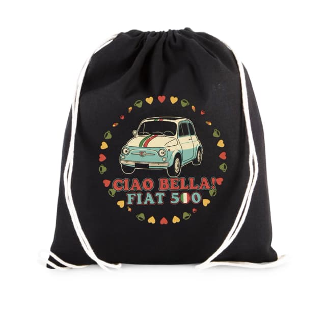 Vak na záda Ciao Bella Fiat 500 Retro Miláček Z Itálie Na Kolečkách