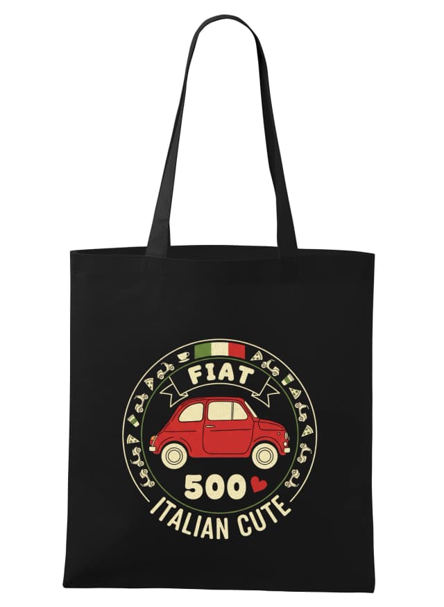 Nákupní taška Fiat 500 Roztomilý Italský Retro Styl S Pizzou A Vespou