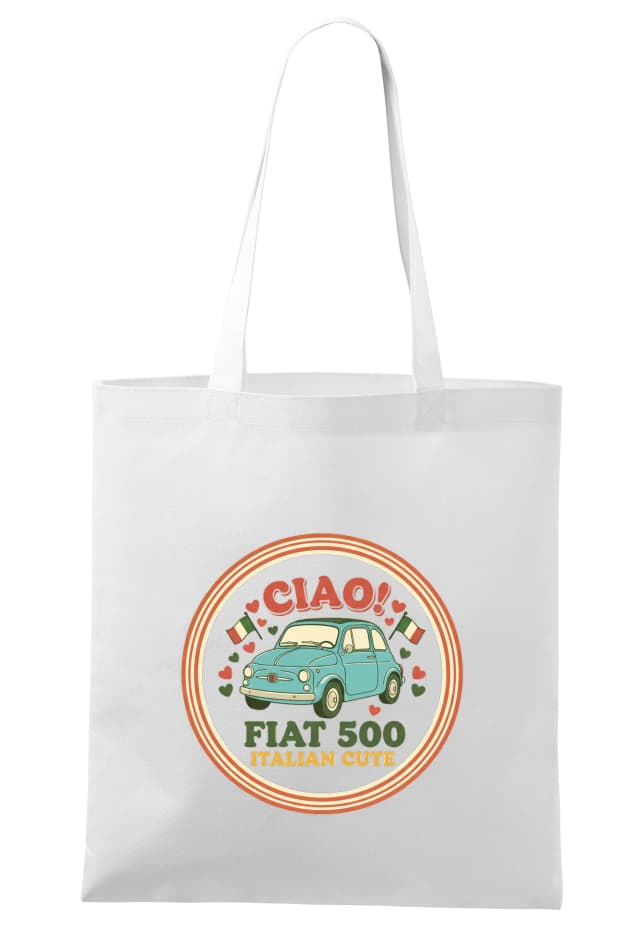Nákupní taška Italské Srdce Roztomilý Fiat 500 V Retro Stylu