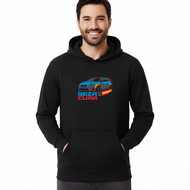Mikina Ibiza Cupra Španělský Hothatch S Dynamickým Neonovým Retro Závodním Motivem