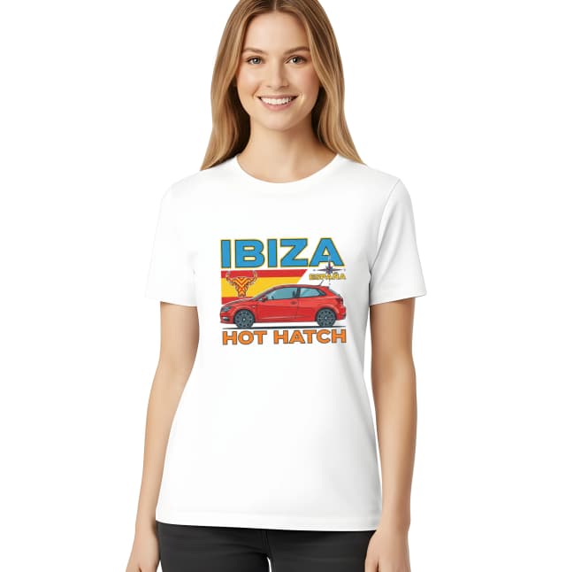 Dámské tričko Ibiza España Červený Hot Hatch Španělský Býk Ostrovní Styl