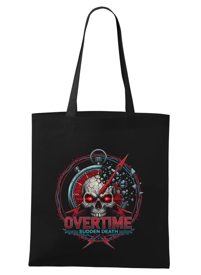 Nákupní taška Noční Přesčas Overtime Sudden Death Rozbitý Časovač Lebka Adrenalin