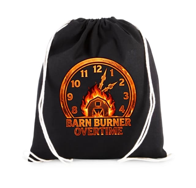 Vak na záda Ohnivá Noční Výzva Barn Burner Overtime Stodola Plameny A Čas