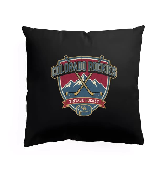 Polštář Colorado Rockies Vintage Hockey Horské Retro Logo S Hokejovými Holemi