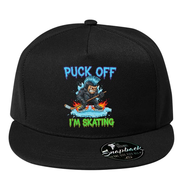 Snapback Drsný Punk Na Ledu S Ohnivými Bruslemi  Puck Off Já Bruslím