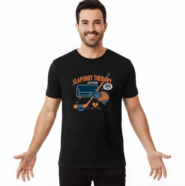 Pánské tričko Slapshot Terapie Hokejová Konzultace Na Gauči Pro Mozek A Srdce
