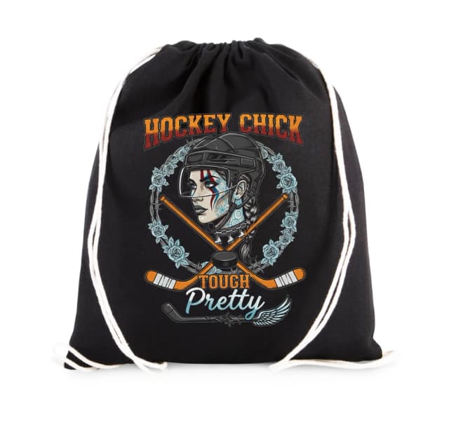 Vak na záda Hockey Chick Drsná A Krásná Ledová Bojovnice S Květinovým Věncem