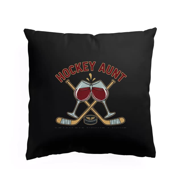 Polštář Hockey Aunt Teta U Hokeje Sklenice Vína V Ruce