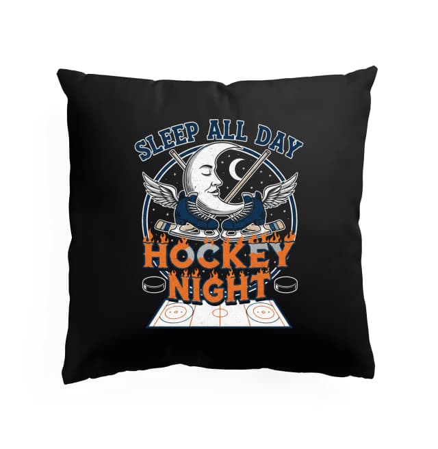 Polštář Spím Celý Den Hockey Night Měsíční Brusle S Křídly V Plamenech