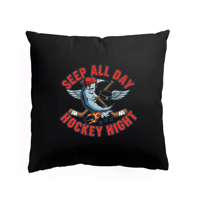 Polštář Měsíc Spí Celý Den Hockey Night Ohnivý Puk A Křídla