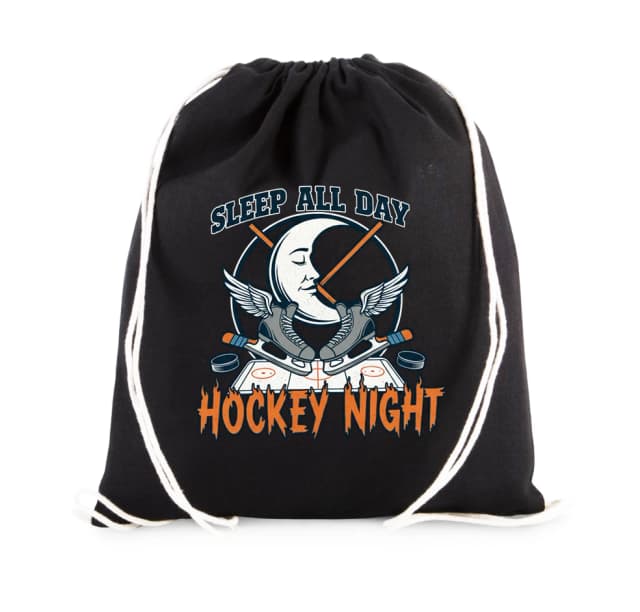 Vak na záda Měsíční Sen Sleep All Day Hockey Night S Křídly Bruslí A Pukem