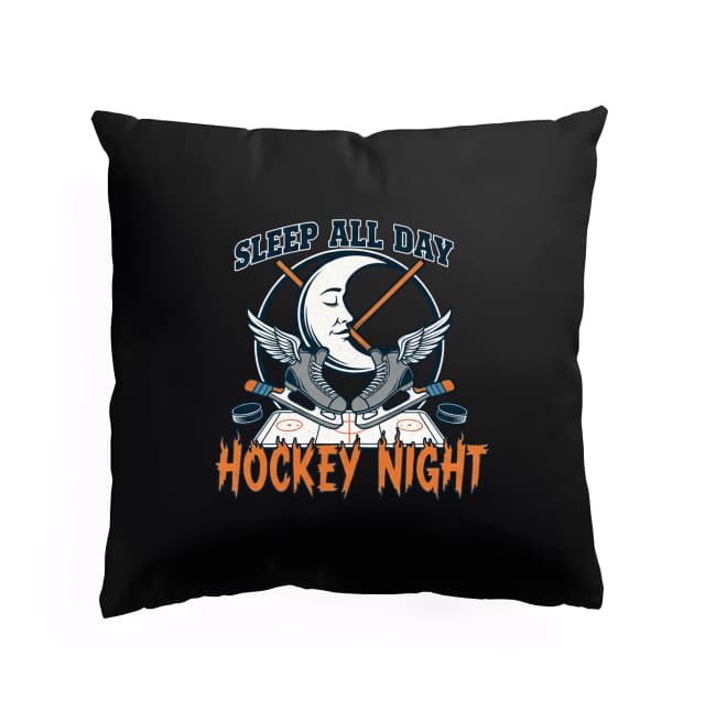 Polštář Měsíční Sen Sleep All Day Hockey Night S Křídly Bruslí A Pukem