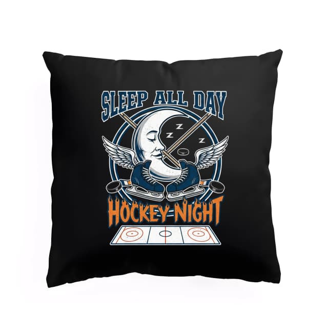 Polštář Spát Celý Den Hockey Night Noční Měsíční Hokejové Sny S Křídly