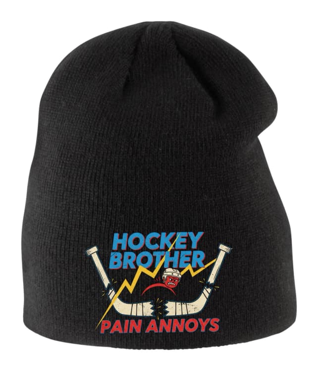 Dětská zimní čepice Hockey Brother Naštvaný Hráč Zlomené Hokejky A Blesk