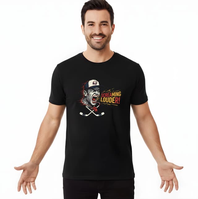 Pánské tričko Hokejový Trenér Křičí Screaming Louder Píšťalka A Vášeň