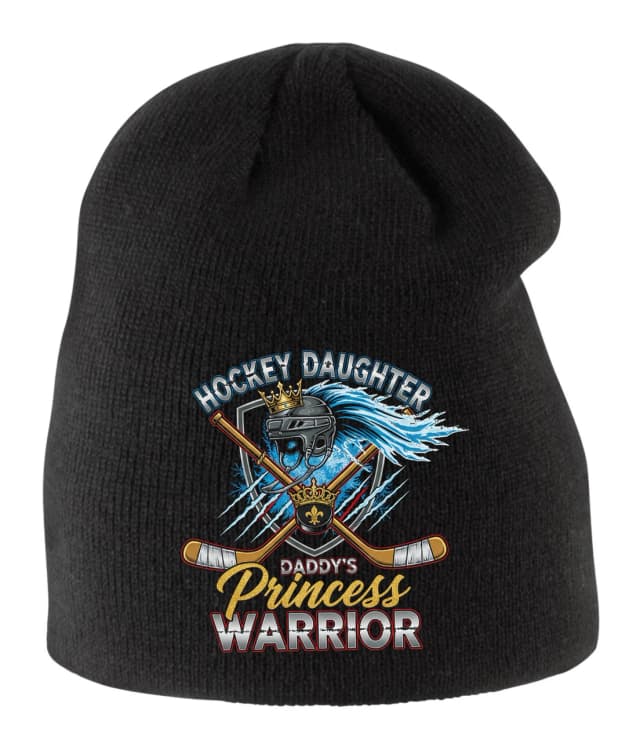 Dětská zimní čepice Lední Hokejová Dcera V Helmě A Zlaté Koruně Daddys Princess Warrior