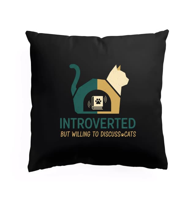 Polštář Introverted Ale Ochotný Diskutovat O Kočkách A Knihách